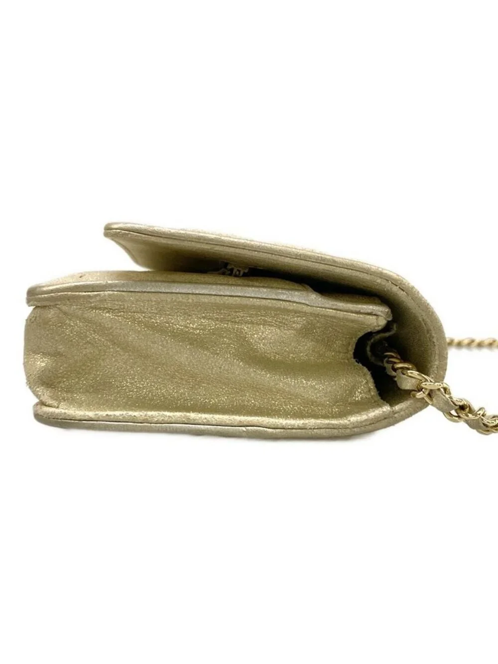 Chanel Wallet Gold Chain Wave Stitch Shoulder